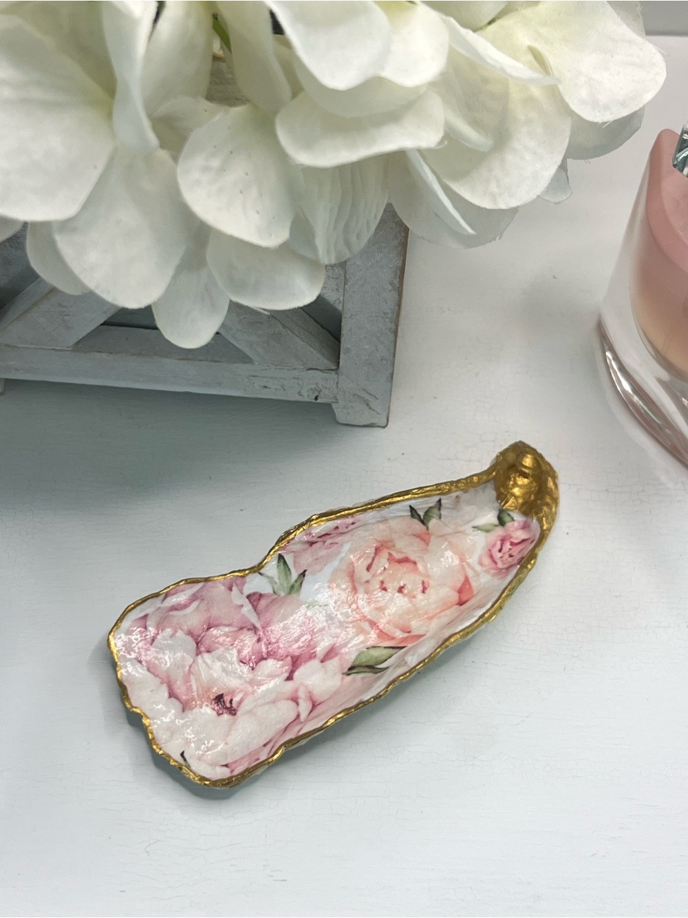 Pink Peony Oyster Shell Dish